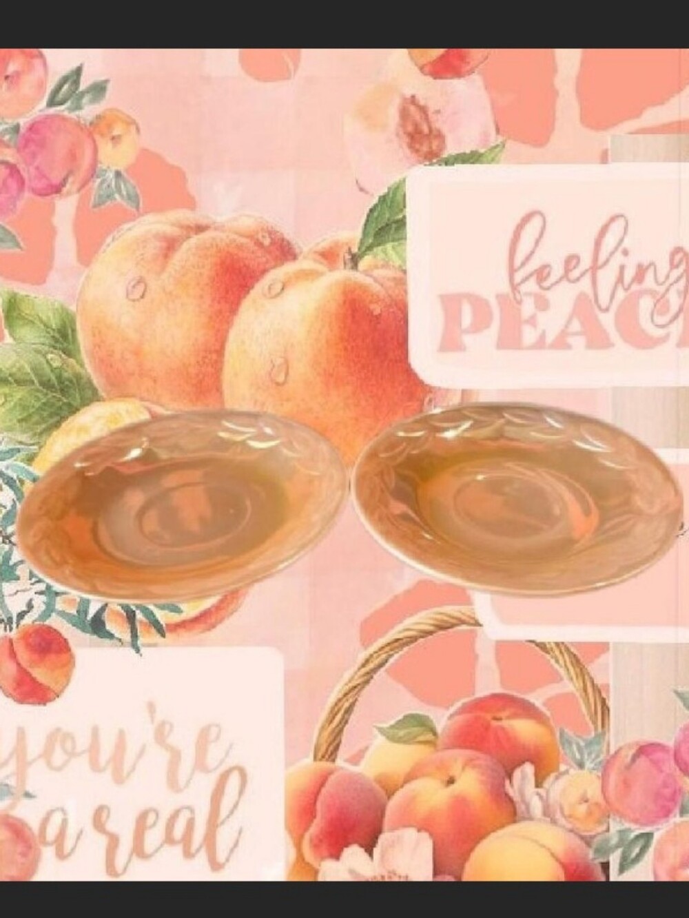 Vintage Anchor Hocking Set Of 2 Peach Lusterware 8" Saucer Plates